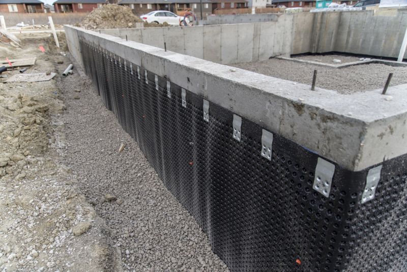 Waterproofing membrane application on foundation wall