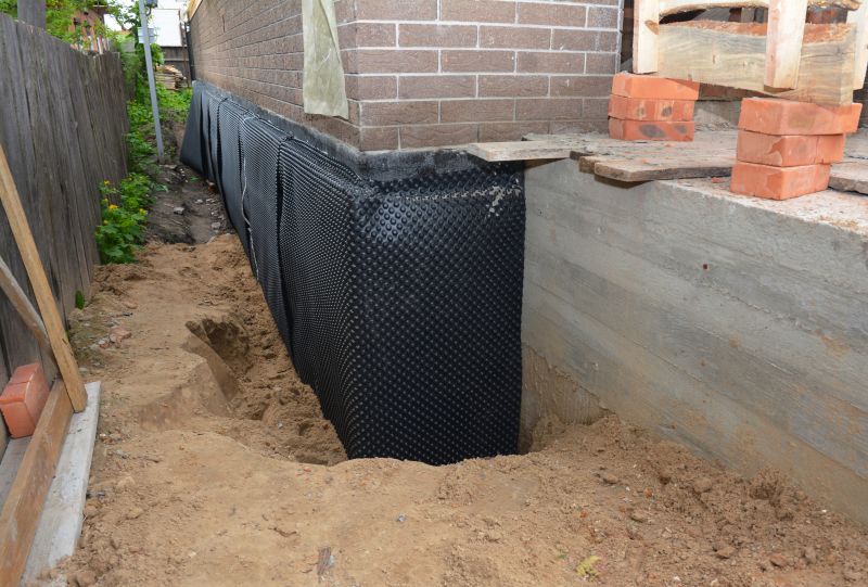 Foundation wall excavation for waterproofing